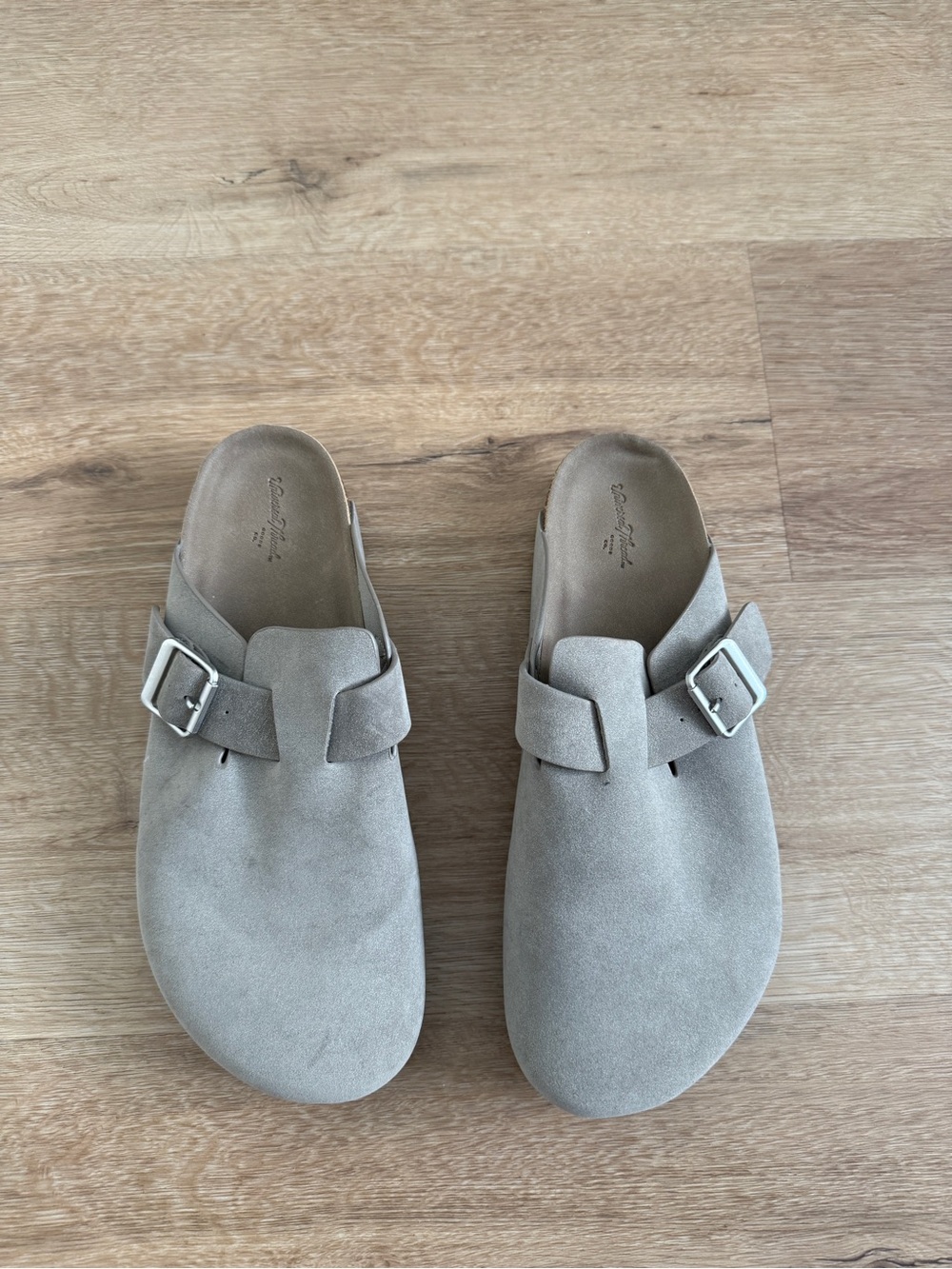 Universal Thread Taupe Suede Slip-On Mules with Buckle